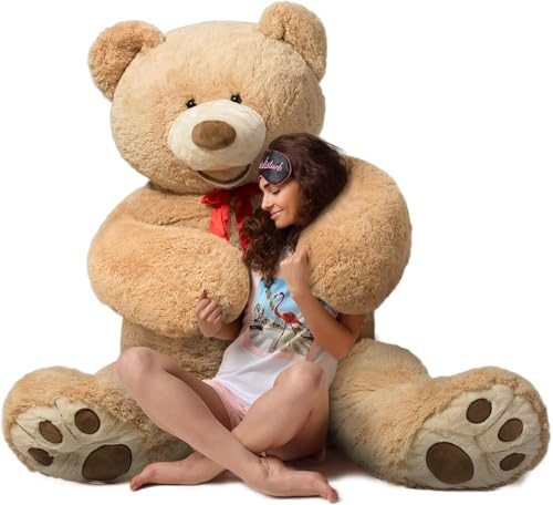 HollyHOME 150cm Teddy groß Teddybär XXL Kuscheltier Plüschtier Stofftier | 1.5m Weiches Spielzeug Bär Tedi Kuschelbär für Geschenk Hellbraun