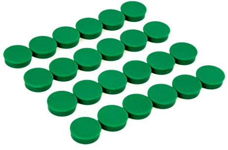 Bullseye Office 24 Round Green Fridge Magnets, Button Shaped, Small Colorful Magnetic Discs for Kitchen, Cabinet or Classroom, Perfect Whiteboard Supplies for Teachers (Green)