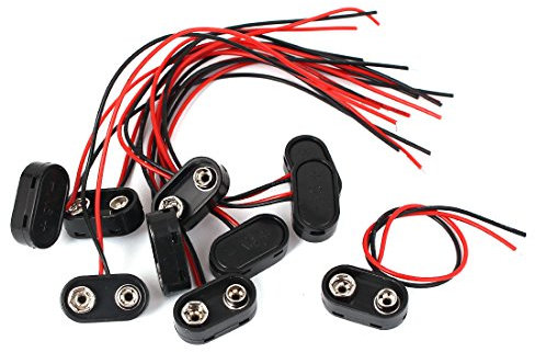 Aexit Porte-pile Photo et Caméscopes pile 9 Volts type T Connecteurs Câble boucle clip DIY Accessoires 10 pcs
