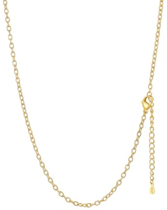 FaithHeart 2,5 mm Chaine Femme Acier Inoxydable Dorée 50 cm, Collier Chaine Plaqué Or Femme 55 cm, Chainette Plaqué Or pour Collier
