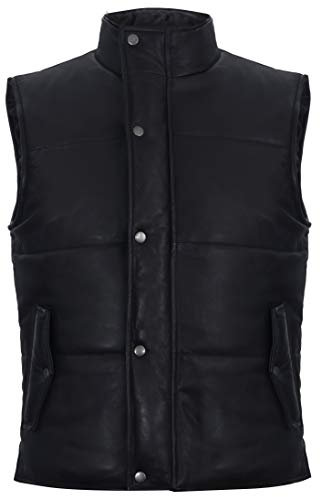 Infinity Leather Schwarze Gepolsterte Weste aus Leder Mit Puffer 3XL