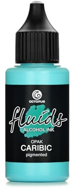 Octopus Fluids Alcohol Ink OPAK CARIBIC, Alkoholtinte Blau, 30 ml | Pigmentierte, deckende Alkoholtinte für Alcohol Ink Art auf hellen und dunklen, nicht porösen Oberflächen
