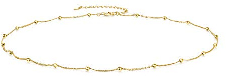 CERSLIMO Kette Silber 925 Gold Rosegold, Sterling Silber Choker Kette Damen Perle Halskette ohne Anhänger für Frauen Mädchen