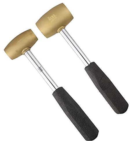 The Beadsmith Combo de mazo de latón – Elementos metálicos – Dos paquetes: cabeza de 1 libra con cara de 24 mm y cabeza de 2 libras con cara de 38 mm – martillos de latón y chapa metálica