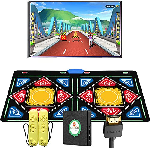 Kaximon Kindertanzmatte für zwei Spieler, für Fernseher mit HDMI-Anschluss, ausgestattet mit drahtlosem Empfänger, Plug-and-Play, Unterstützung für das Hinzufügen eigener Lieder