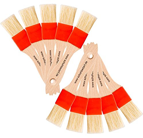 Kövulfix Schuhkleber Pinsel Set Klebstoffpinsel für Sparbehälter - für Farben und flüssige Klebstoffe wie Kontaktkleber - Weißleim - Dispersionen- ideal für Leimboy - TS-Boy(10 Stück flach rostfrei)