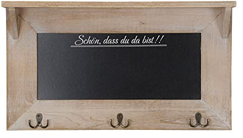 levandeo Wandgarderobe 60x34cm Memoboard Holz Spruch Braun Ablage Kreidetafel Shabby Chic Vintage