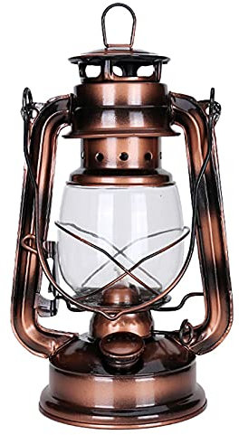 FUFRE - Lampada a petrolio vintage, lanterna tempesta, per interni ed esterni, giardino, caminetto, paesaggio, campeggio (Bronza)