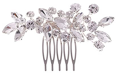 Braut Hochzeit Haarkamm Kristall Haarschmuck, Braut Haarkämme Silber Braut Haarteile Kristall Kopfschmuck Hochzeit Haarschmuck für Frauen und Mädchen (Silber)