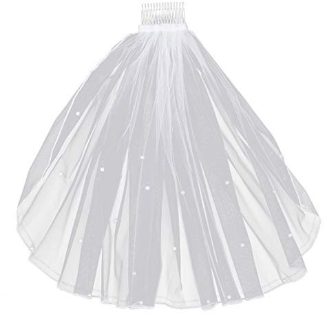Mobestech Hochzeitskleid Hochzeitsschleier Für Mädchen Fasching Brautkleid Damen Hochzeitsschleier Kämmen Schleier Weiches Mit Haarkamm Mädchen Schleier Einzelne Schicht Geschenk Weiß Kind