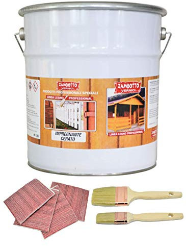 Kit Papier und Pinsel + Lösungsmittel gewachste Imprägnierung für Holz im Innen- und Außenbereich in verschiedenen Farben 2,5 Liter (112 - Dunkle Eiche)