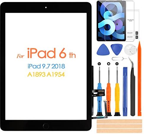 ARSSLY écran tactile 2018 pour iPad 6 9.7 A1893 A1954 Digitizer avec Accueil Button, Écran Tactile Remplacement pour iPad 6ème