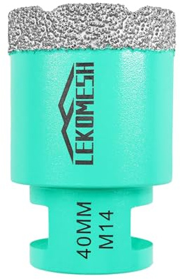 Diamantbohrkrone Fliesenbohrer 40MM Lochsäge - LEKOMESH Für Porzellan Keramik Fliesen Marmor Granit Stein Quarz Vakuumgelötete M14 Gewinde für Winkelschleifer