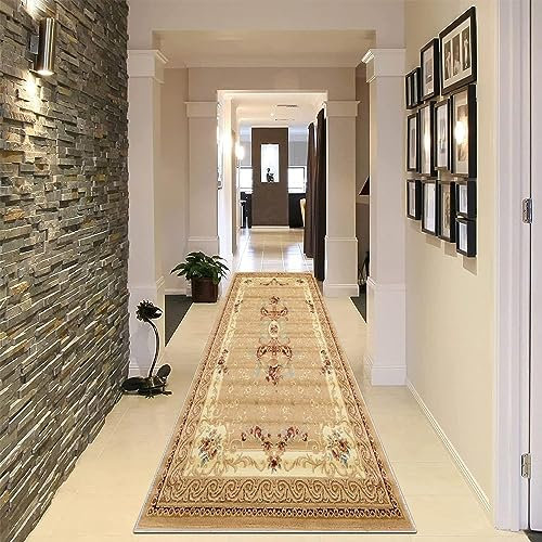 YANHONG Handwebteppich Läufer Teppich 60 x 210 cm Benutzerdefinierte Länge Waschbar Küchenläufer mit Anti-Rutsch Unterseite für Esszimmer, Küche, läufer Flur, Sandgelb