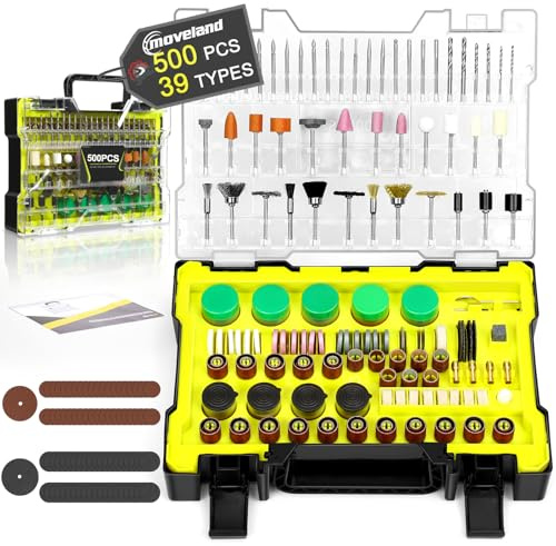 moveland 500pcs Kit Accessoires Outil Rotatif - Accessoires Pour Outils Rotatifs Multifonctions - Facile à Couper, à Meuler, à Polir, à Percer et à Graver, à Bricoler et à la Main