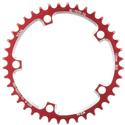 KTKEET 110/130BCD Kettenblatt 36/38/40/42/44/46/48/50/52/54/56/58/60T rundes schmales breites Kettenblatt 5 Bolzen Fahrrad Kettenrad für 8-12-Gang Rennrad Klappfahrrad (rot, 130BCD 40T)