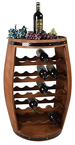 MOOWI Weinschrank Freistehender Holzfass-Weinschrank, Weinregal-Organizer for Weinbar, Heimdekoration Barschrank (Size : M)