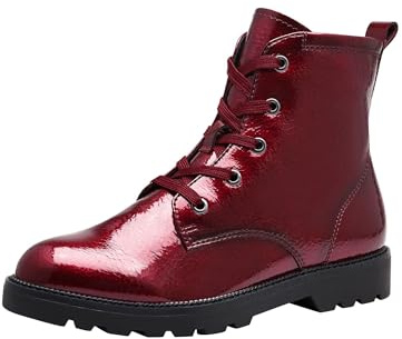 Tamaris Botines de Tacón para Mujer Veganos, Borgoña Charol, 37 EU