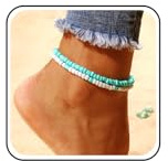 Inateannal Türkis Knöchel Armbänder Mit Perlen Kette - Handgefertigt Blau Weiß Strand Fuß Fußkettchen Schmuck Für Frauen Und Mädchen