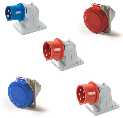 PRESA INDUSTRIALE 16A DA INCASSO INCLINATA 2P+T MONOFASE IP67 3 POLI DA QUADRO 220V PROFESSIONALE MARCA ROSI