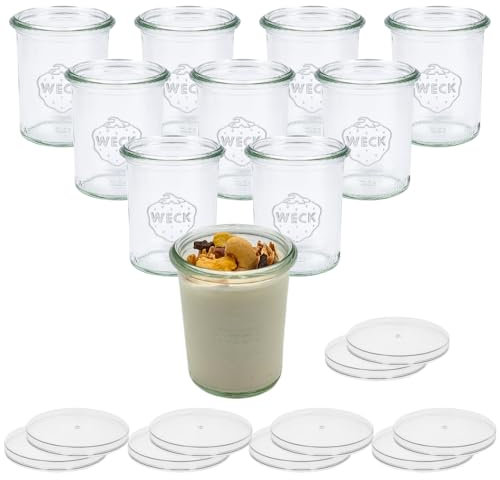 10 Joghurtgläser mit Deckel 160 ml WECK Dessertgläser Joghurtbecher passend für diverse Joghurtbereiter und Thermomix Varoma