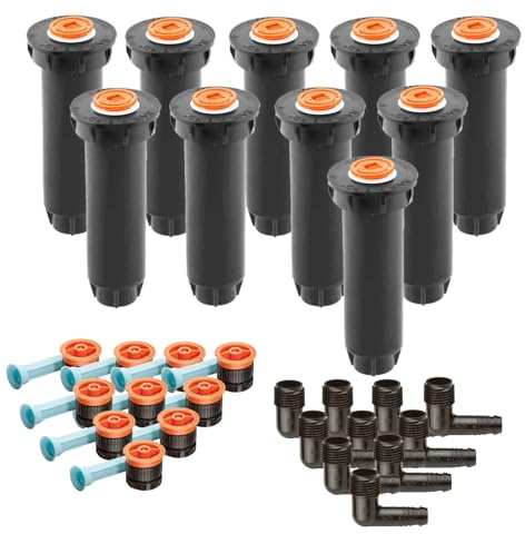 10x Rain-Bird 1804 Versenkregner mit 6 Van Düsen 1,2-1,8 m & 1/2 Flexwinkel SBE050