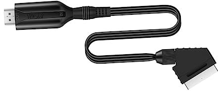 Uonlytech 4pièces Câble Scart Vers Convertisseur Audio Vidéo Pratique Pour Tv Vcr Et Dvd Adaptateur De Vidéo Scaler Avec Support Ntsc Pal