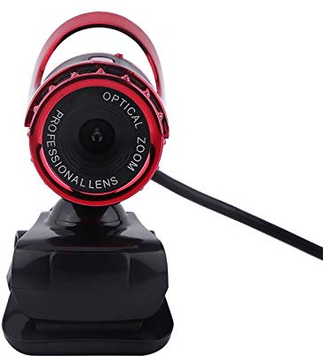 AKLOSIPY Webcam HD à Clipser de 12 M, Rotative à 360 °, avec Caméra USB 2.0 Intégrée pour PC, pour Appels Vidéo sur PC, Compatible avec l'algorithme A9 (Rouge)