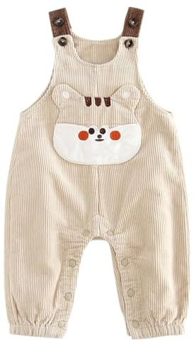 ACMEDE Baby Cord Dungarees Girls Boys 6-24 Months-3 Years, Spring Autumn Baby Jumpsuit Soft Sleeveless Braces Corduroy Trousers Loose Fit Outfit Baby Dungarees with 3D Animal Print Size 68/70/74/80/86