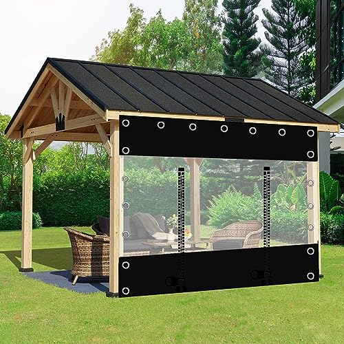 Clear Tarp Curtains, Transparent Pergola Gazebo Porch Tarpaulin Side Panels,Outdoor Clear Tarp Curtains With Zip Doors,Pvc Tarpaulin With Grommets(3x2m(9.8 * 6.6ft))