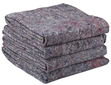 Relaxdays Couvertures de déménagement, Lot de 4, Housses en Non-tissé, 150x200 cm, bâche de Protection Peinture, Grises