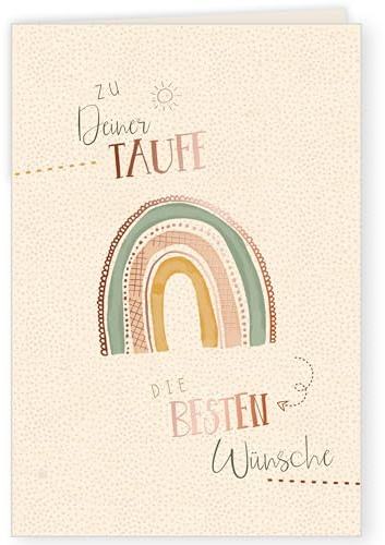 GreenLine Taufkarte, 1 Stück mit Umschlag | Glückwunschkarte zur Taufe | hochwertige Klappkarte aus 100% baumfreien Zuckerrohrpapier, Plastikfreie Verpackung | 11,5 x 17 cm