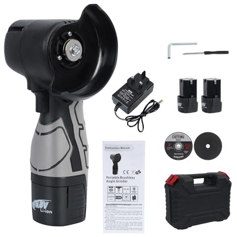 Cordless Angle Grinder, 550W Brushless Cordless Angle Grinder with Battery and 2 Discs, Compact Mini Grinders for Cutting, Sanding, Polishing, Tile and Metal Work