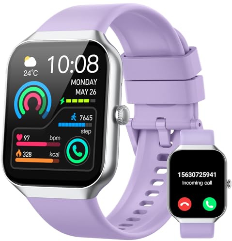 Reloj Inteligente Mujer Hombre, 1.96HD 2025 Smartwatch con Llamada Bluetooth, Pulsómetro/Monitor de Sueño/Podómetro, 113+ Modos Deportivos, Pulsera Actividad Impermeable IP68 para Android iOS Púrpura