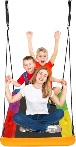 Children's nest swing with a load capacity of up to 300 kg, adjustable rope, outdoor garden playground for children's swing, climbing ladder