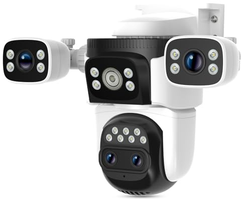 VSTARCAM 4-Lens Security Camera Outdoor Wireless, PTZ Wireless WiFi CCTV Camera with 2K HD Full-Color Night Vision, AI Motion Detection & Auto-Tracking for Home Yard, Driveway, Front Door Surveillance