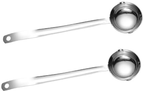 Cabilock 2 Pièces Louche à Soupe Acier Inoxydable avec Double Bec Verseur Long Manche Chaleur pour Sauce Bouillon et Huile Ustensile de Cuisine et Facile à Nettoyer
