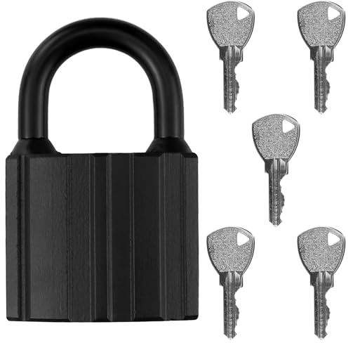 50 x 69 mm lucchetto impermeabile con chiave, lucchetti con chiave unica, lucchetto con chiave, lucchetto grande con 5 chiavi, nero, per armadi, armadietti, recinzioni, capannoni, giardini