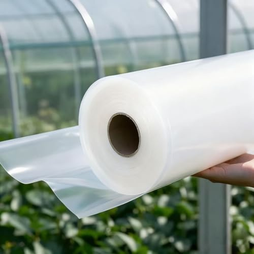 Bâche de Serre en Polyéthylène, Film de Jardinage pour Serre 12S Résistante aux UV, Intempéries et Déchirures Pour projets industriels, Jardin et Culture Protégée (Size:5x10m/16.4x32.8ft,Color:Blanc)