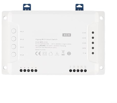 Module interrupteur intelligent Wi-Fi 4 canaux avec fonction télécommande RF pour 4CH R3 et 4CH Pro R3 pour Alexa et Home Blanc (4CH R3)