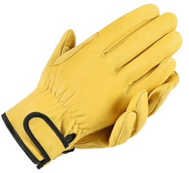 Gants de soudeur en cuir pour protection contre les hautes températures, isolés thermiquement et résistants aux éclaboussures pour soudage, traitement mécanique, jardinage (jaune)