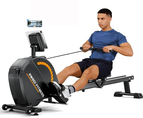 Dripex Rowing Machines for Home, Upgraded Rowing Machine Max 350 LBS, Magnetic Rower with 16 Levels of Workout Resistance, Dual Slide Rail, App Supported, LCD Monitor, Row Machine for Gym Exercise