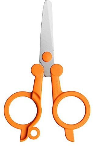 Fiskars Ihopfällbar sax, Längd: 11 cm, För höger- och vänsterhänta, Blad i rostfritt stål / handtag av plast, Orange, Classic, 1005134