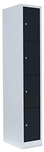 Lüllmann 4 Fächer Schließfachschrank komplett montiert anthrazit 180x31,5x50cm (HxBxT) Wertfachschrank Fächerschrank Spind Umkleideschrank 520418
