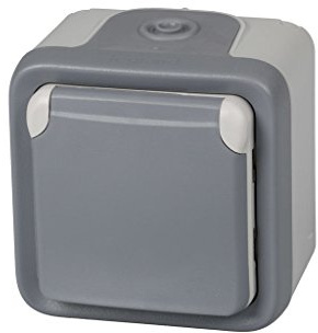 legrand 191504 Base De Enchufe Estanca Con Tapa Para Superficie, Gris