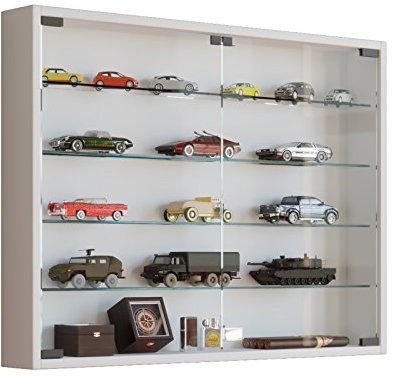 VCM Glasvitrine hängend | Vitrine Glas mit ESG-Sicherheitsglas | Maße ca. H. 60 x B. 80 x T. 10 cm | Hängevitrine Glas | Modern und platzsparend | Glas Vitrinenschrank - Mandosa L