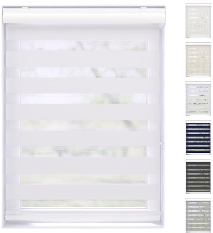 EFIXS Doppelrollo mit Kassette Montage Wand/Decke mit Bohren Breiten: 40-220, Höhe: bis 240 Hier: BxH (160 x 240) cm (Weiss) Premium Duorollo, oder ohne Bohren mit Klemmhalter am PVC-Fenster