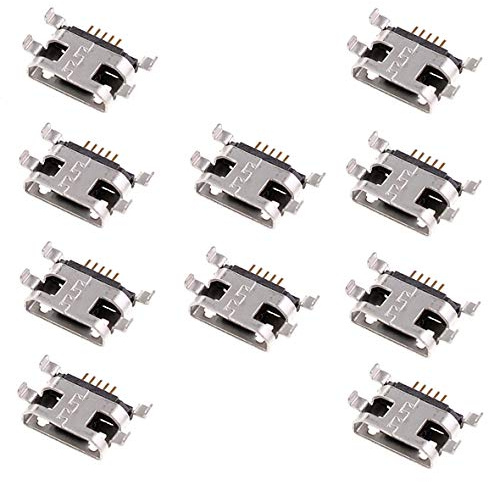 Oiyagai Lot de 10 Connecteurs Micro USB Femelle – 5 Broches, 180°, SMD/Traversant pour Réparation, Prototypage et Projets DIY