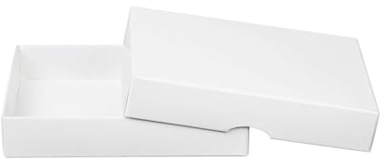 Faltschachtel 10 x 14 x 2,5 cm, Weiß, mit Deckel, Premiumkarton - 10er Set