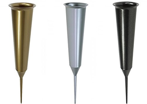 Grabvasen Gold, Silber und Anthrazit, Steckvasen Kunststoff. 33 cm. 3 Farben. 3 Stück